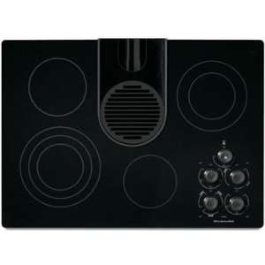   Glass Surface & Built In Downdraft Vent Pure Black Appliances