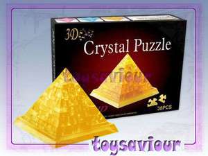 3D Crystal Puzzle Jigsaw 38pcs Pyramid Yellow  