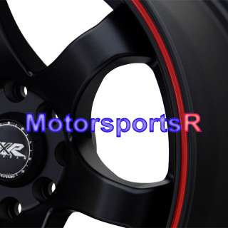  Black Red Stripe Concave Rims Wheels Stance 4x114.3 4x100 4x4.5  