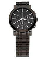 Burberry Watch, Mens Swiss Chronograph Black Ion Plated Stainless 