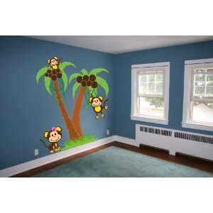  6ft Palm Trees with Monkeys Wall Decal Art Sticker Kids 
