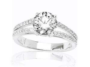    Double Row Pave Set Diamond Engagement Ring with a 0.46 