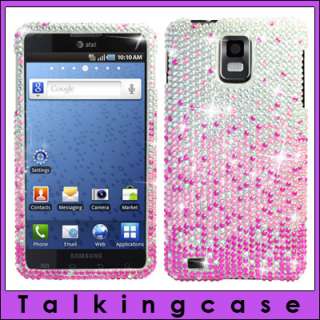 Pink Silver Waterfall Full Diamond Bling Case Cover for Samsung Infuse 