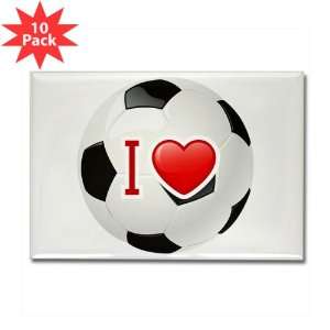   Rectangle Magnet (10 Pack) I Love Soccer or Football 