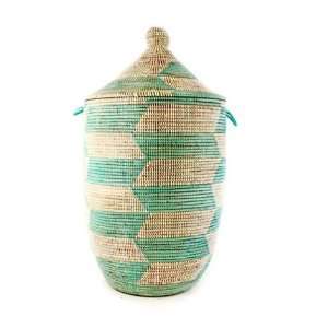  Woven African Laundry Clothes Hamper   Aqua   Large