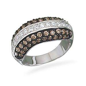 New Rhodium Plated Clear Chocolate CZ Ring 925 Sterling Silver Free 