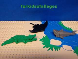 Lego Animal Minifig Lot Manta Ray/Stingray, Alligator / Crocodile, Dk 