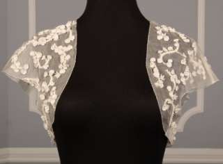Vera Wang 1G1510 Cap Sleeve Ivory Silk Couture Bridal Wedding Bolero 
