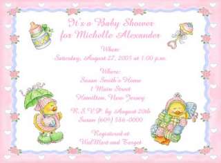   Duck Designs Personalized Baby Shower Invitations w/Envelopes  