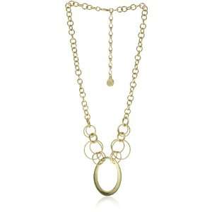 Anne Klein Gold Tone Plated Oval Frontal Necklace