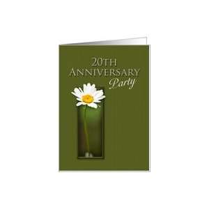  20th Anniversary Party Invitation, White Daisy on Green 