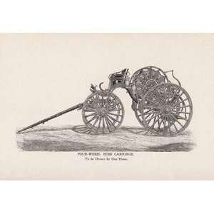 Vintage Art Four Wheel Hose Carriage To be Drawn by One Horse   06880 
