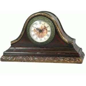  Wooden Real Antique Look Mantle Clock With Mural Scene 