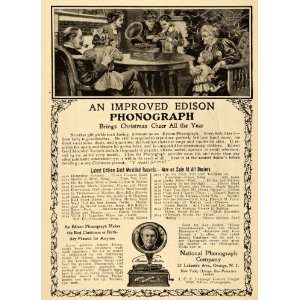  1905 Vintage Ad Edison Phonograph Christmas Antique 