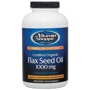  Vitamin Shoppe   Certified Organic Flax Seed Oil, 1000 mg 