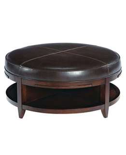 Park West Round Leather Cocktail Table