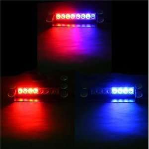  8 LED Visor Dashboard Emergency Strobe Lights Blue/Red 
