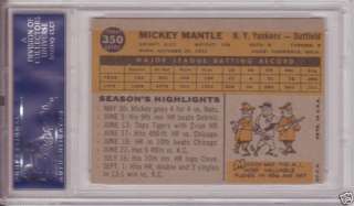 1960 TOPPS MICKEY MANTLE PSA 7 NEAR MINT, YANKEES HALL OF FAMER SOLID 