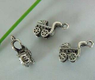 free 40pcs tibet silver baby carriage pendants #1A912  