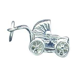  Sterling Silver Baby Carriage Charm Jewelry
