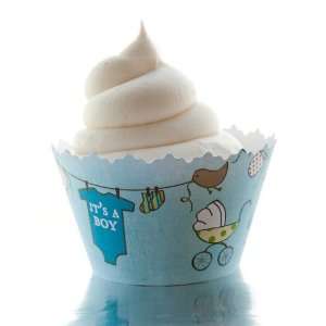  Its a Boy Baby Shower Cupcake Wrappers   Set of 12   Blue 
