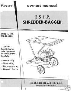 Craftsman Chipper Bagger Manual Model No. 917.285230  
