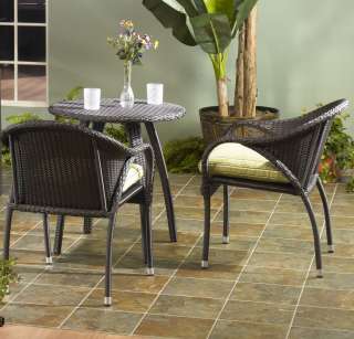   Outdoor Patio Resin Wicker Bistro Dining Chair and Table 3 Piece Set