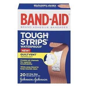 Band Aid Tough Strips Waterproof Bandages, One Size 20 ea