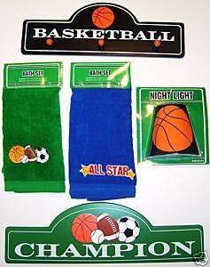 SET* BASKETBALL DECOR Childrens Bedroom Sports Gift Kids NBA Signs 