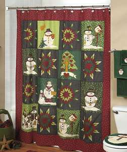 Snowflakes Welcome Shower Curtain Christmas Holiday Bathroom  