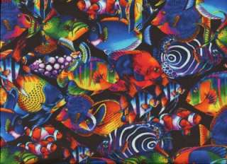 AQUATICA BRILLIANT TROPICAL FISH~ Cotton Quilt Fabric  