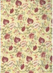 LAUREN LEAVES FLOWERS ON YELLOW~ Cotton Quilt Fabric  