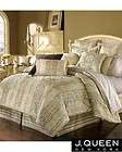   New York MEDICI Queen COMFORTER Drapes SHEETS 14PC Taupe Black Gold