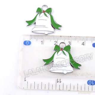 10pcs Enamel White Christmas Bell Charm Pendants G166  