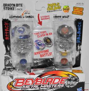 NEW BEYBLADE METAL MASTERS 2 PACK LIGHTNING L DRAGO EARTH WOLF TOPS 