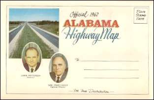 1962 ALABAMA Official State Highway Map Auburn Mobile  