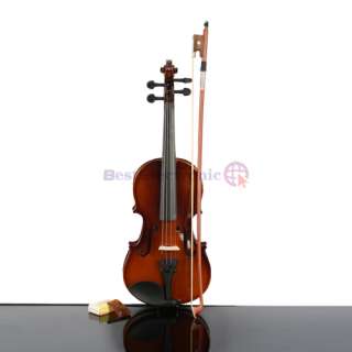 New 1/4 Acoustic Violin Natural + Case+ Bow + Rosin  