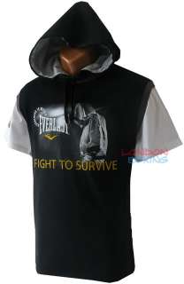 EVERLAST Authentic Boxing Black  Grey Hooded T Shirt ★ LAST FEW 