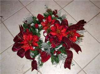 XL 30 Red Poinsettia Frosted Door WREATH~Christmas  