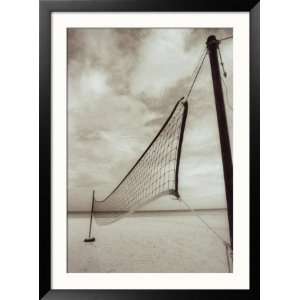  Volleyball Net on the Beach, Cancun, Mexico Sports Framed 