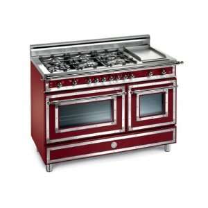  Bertazzoni Heritage 48 In. Burgundy Freestanding Electric Range 