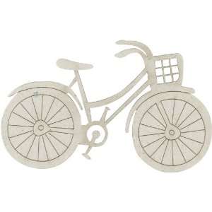    Die Cut Grey Chipboard Bicycle With Basket 