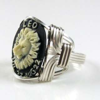 Leo Zodiac Sign Cameo Ring Sterling Silver The Lion  