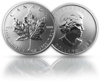 2012 Silver Canadian Maple Leaf Coin 1 oz. One Troy .9999 Bullion 31 