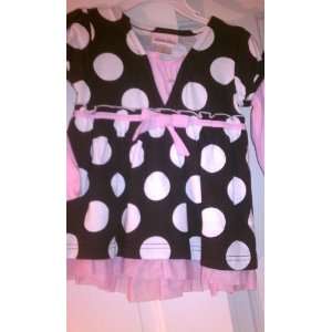  Little Lass Black, White and Pink Polka Dot Shirt Girls 2T Baby