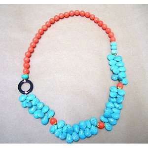  Blue Turquoise Coral Teardrop Beaded Necklace Everything 