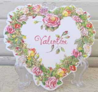 Carol Wilson Happy Valentines Card, Die Cut Embossed Rose Heart 