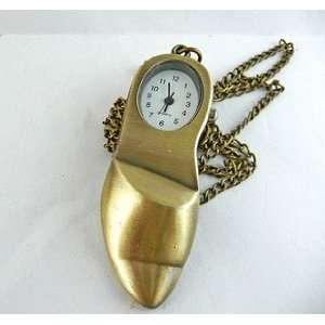 Brass Personalized Shoe Vintage Style Pocket Watch Necklace Chain 
