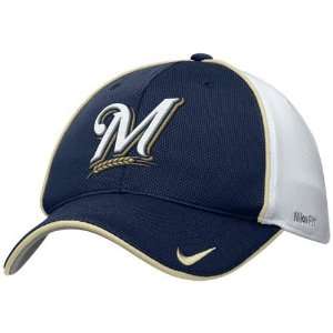  Nike Milwaukee Brewers Navy Blue Mesh Practice Hat Sports 