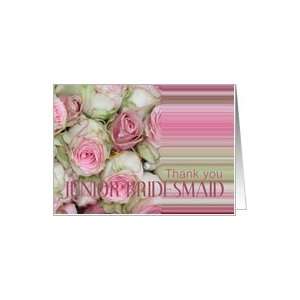  Junior Bridesmaid Thank you   Pink and White roses Card 